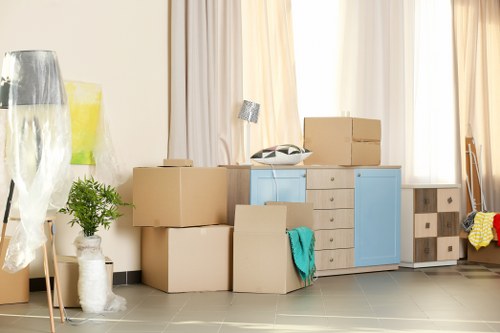 Packing boxes and protective materials prepared for a Shoreditch move
