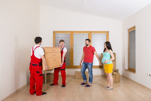 Commercial and residential items arranged in short-term storage